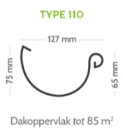 Zinken Dakgoot Zadeldak Type 110 Zwart - Lengte 1020 cm - Afbeelding 3